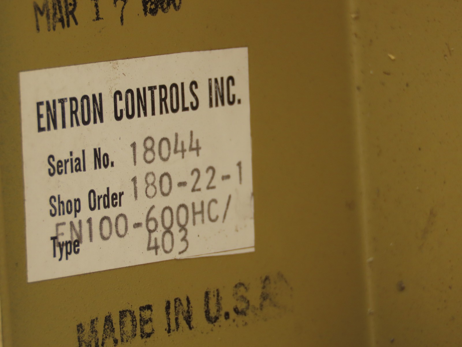 Entron EN100-600HC/403 Absolute Binary Count Control For Weld And Percent Curren