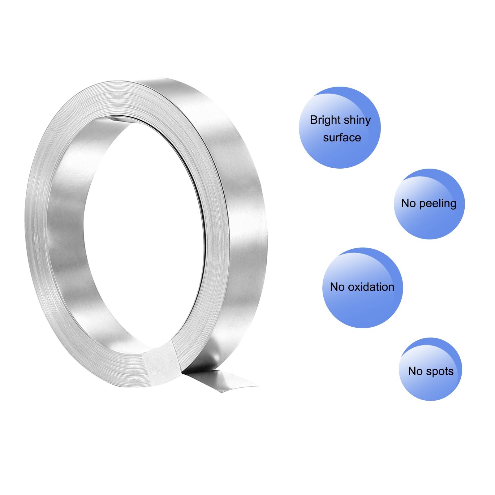 MECCANIXITY 2 Roll 10 Meter Nickel-Plated Steel Strip, Connecting 10mmx0.1mm