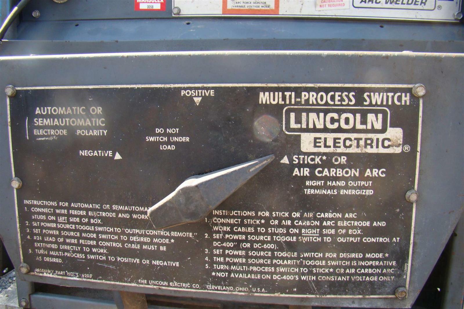 Lincoln Multi Process DC CV Welder Idealarc 230/460V 3 Phase DC-400