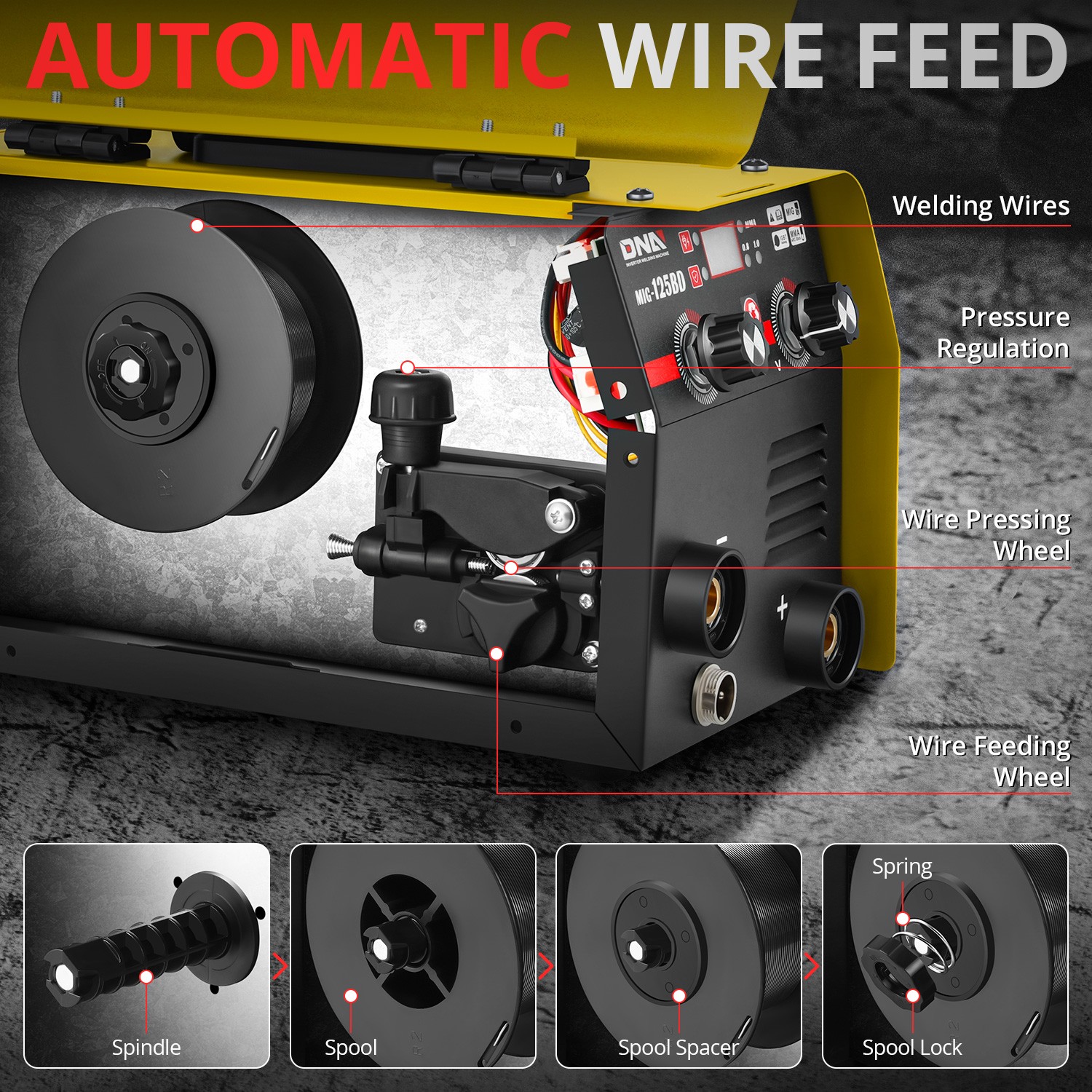 3-IN-1 110V Lightweight Portable TIG/MMA/MIG Welder IGBT Welding Machine Yellow