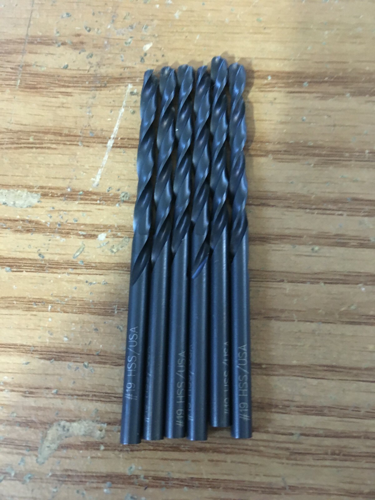 (6) #19 Cobalt 135° Split Point Black Oxide Finish Aircraft Maint. Jobber Drill