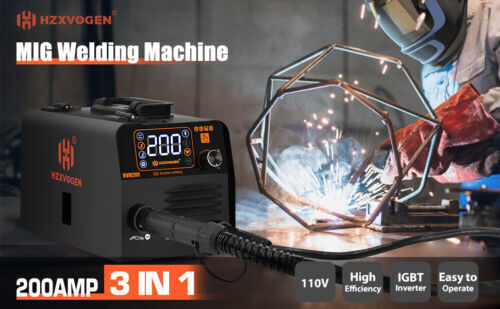 200A Gasless MIG Welder Flux MIG/Lift TIG/MMA 110V Inverter IGBT Welder +Gloves