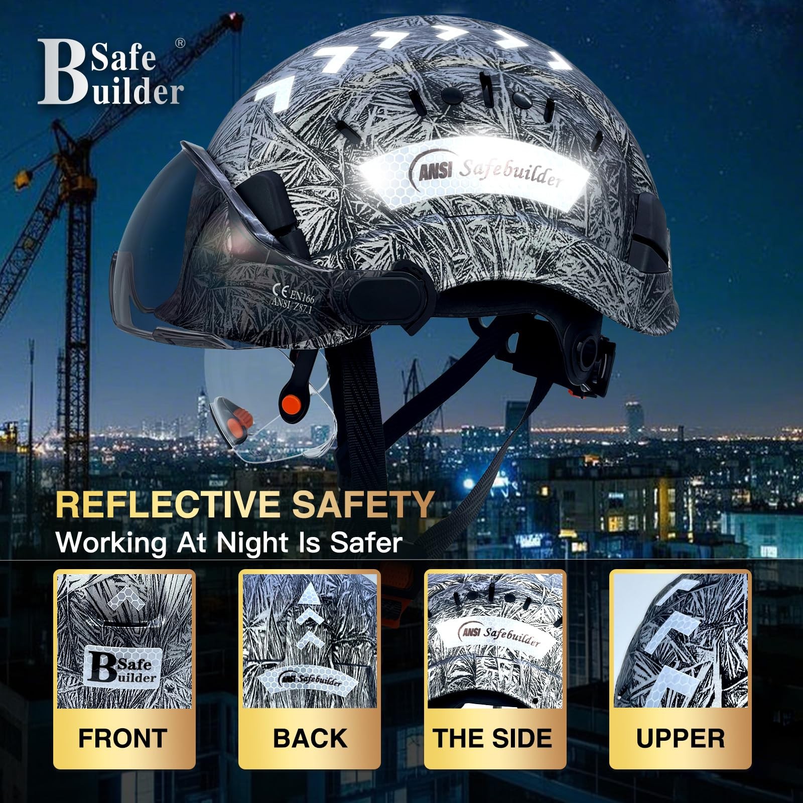 Construction Safety Helmet with Build-in Visor ABS Hard Hat with Visor Adjust…