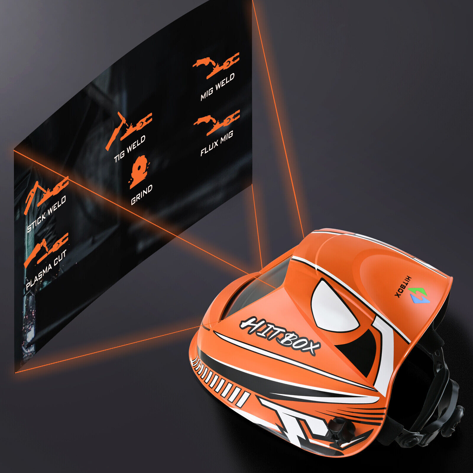 HITBOX Auto Darkeing Grinding MIG TIG ARC Welding Mask True Color Large View