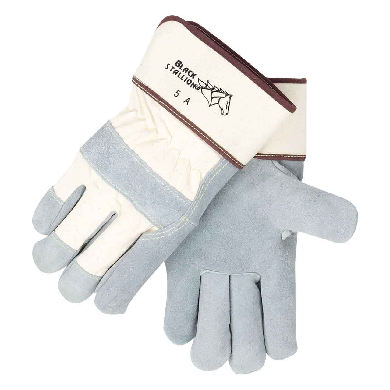 Black Stallion 5A Rugged Split Cowhide Work Gloves Short Cuff Small 12 pack