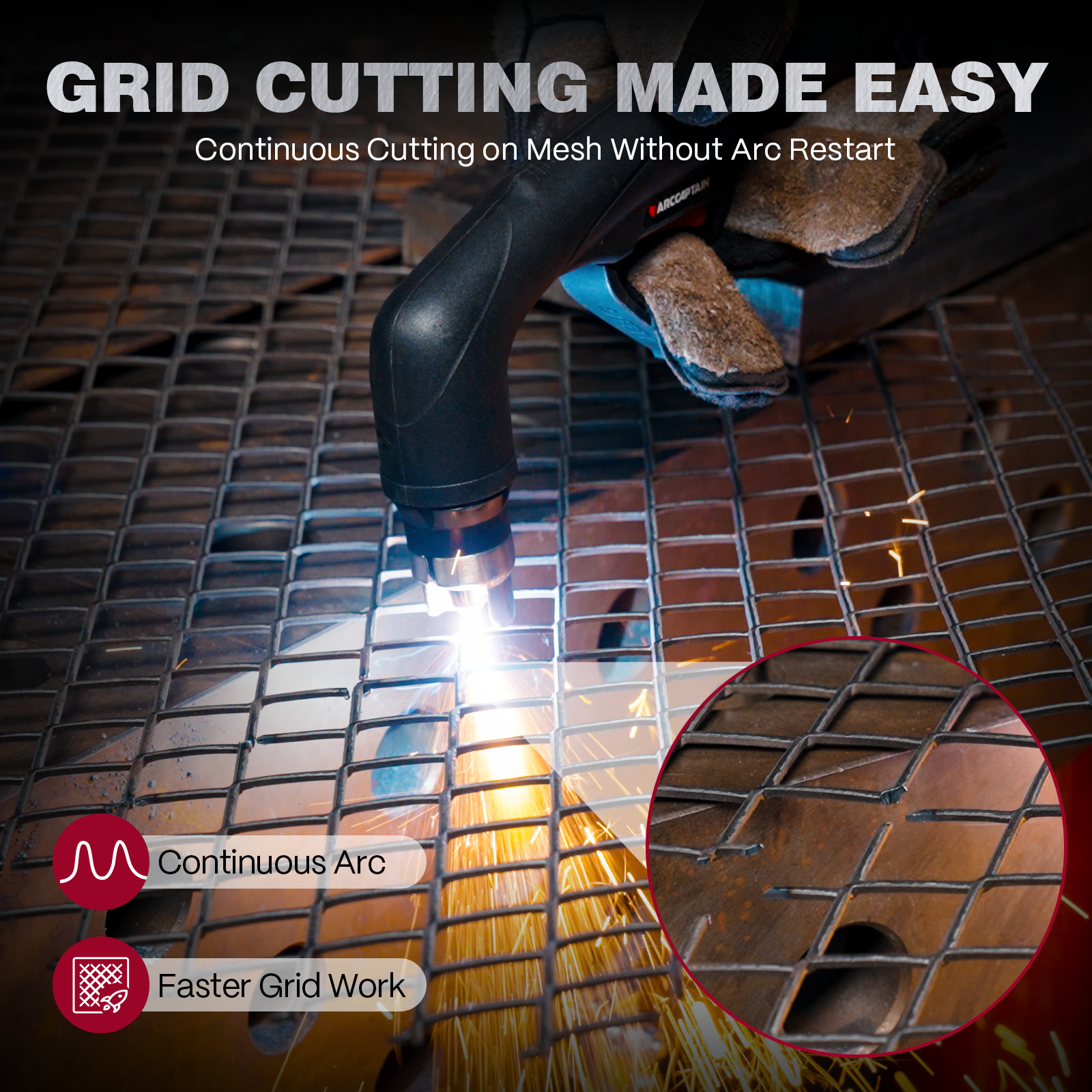 ARCCAPTAIN CUT55 MP Plasma Cutter – 55A, Non-HF Blowback Pilot Arc 120V/240V