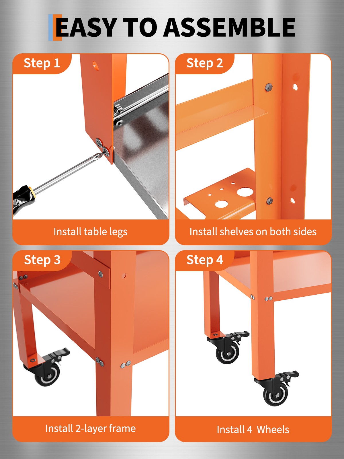Heavy Duty Welding Table with Casters Tool Storage 78 Holes 1200 lb Workbench