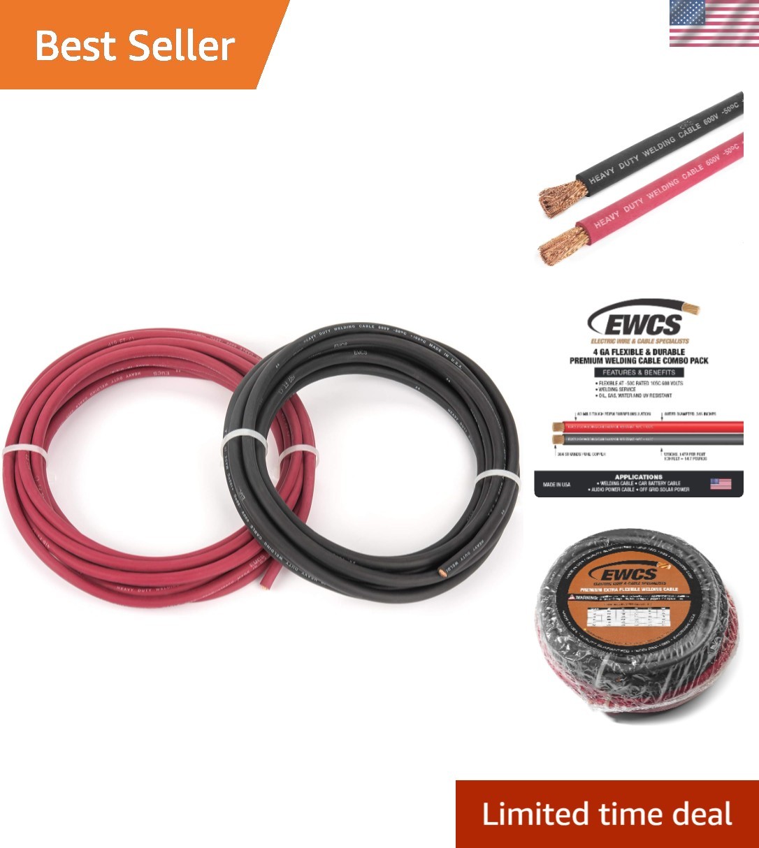 Extra Flexible 4 Gauge Welding Cable – 600 Volt, 30 Feet Total, Quality Assured