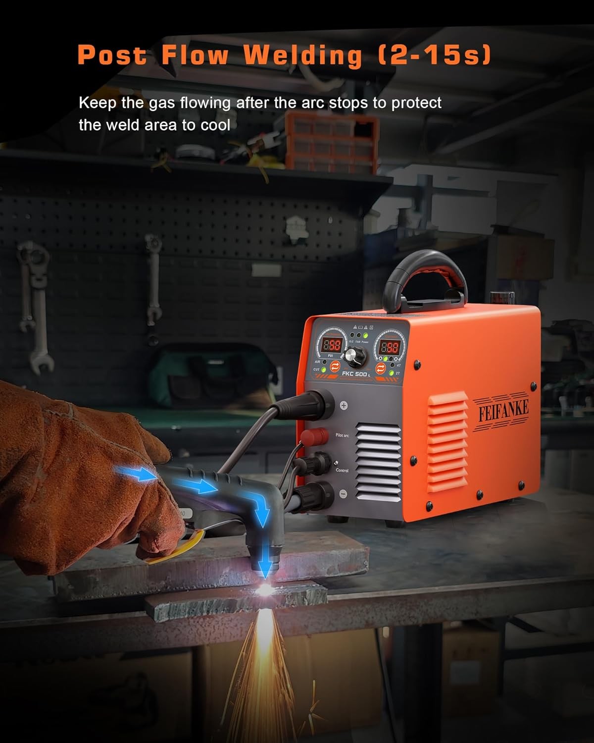 50A Plasma Cutter, Low-Frequency Non-Touch Pilot Arc 110V/220V 2T/4T, Post-Flow