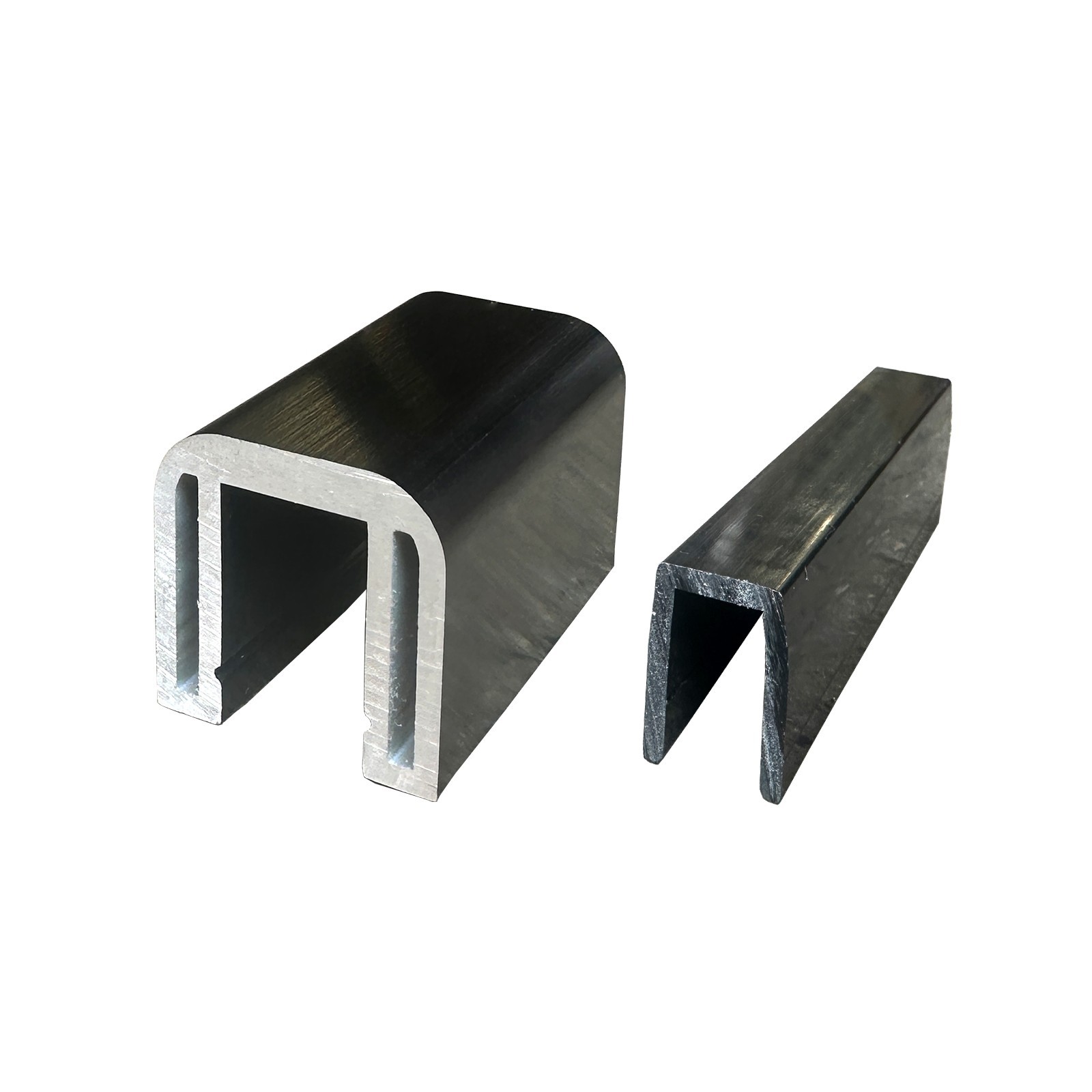 Aluminum 1-1/2″ Square Cap Rail w/ U Channel Vinyl to 1/2″ Glass Thick -Black