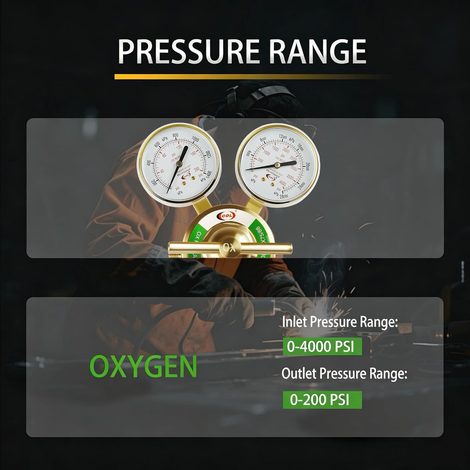 LX75 Heavy Duty Oxygen Regulator Cga540,Forged Brass | Large Tank Gauge Cutting