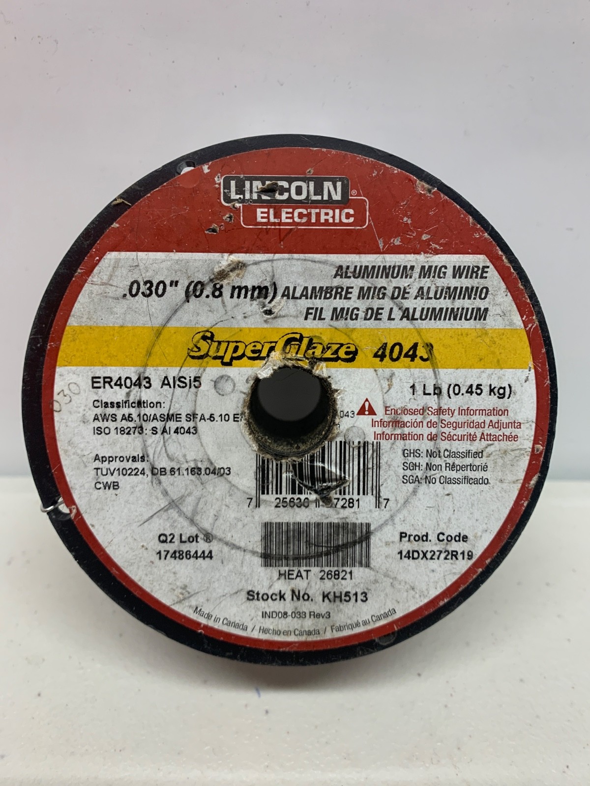 Lincoln Electric ER4043 Aluminum MIG Welding Wire 0.030 in 1 lb Spool NEW