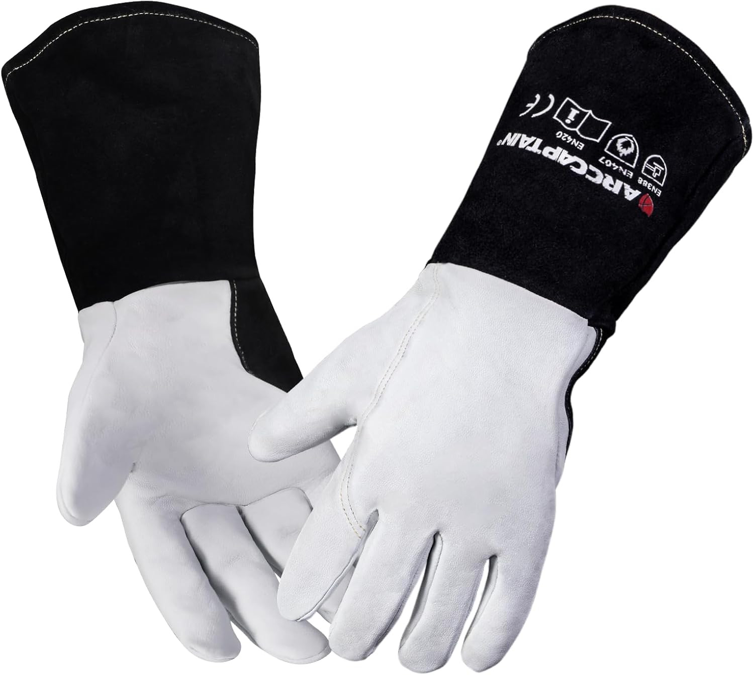 Soft Goat Grain TIG Welding Gloves with High Dexterity, 4-Inch Extended Cuff, Co