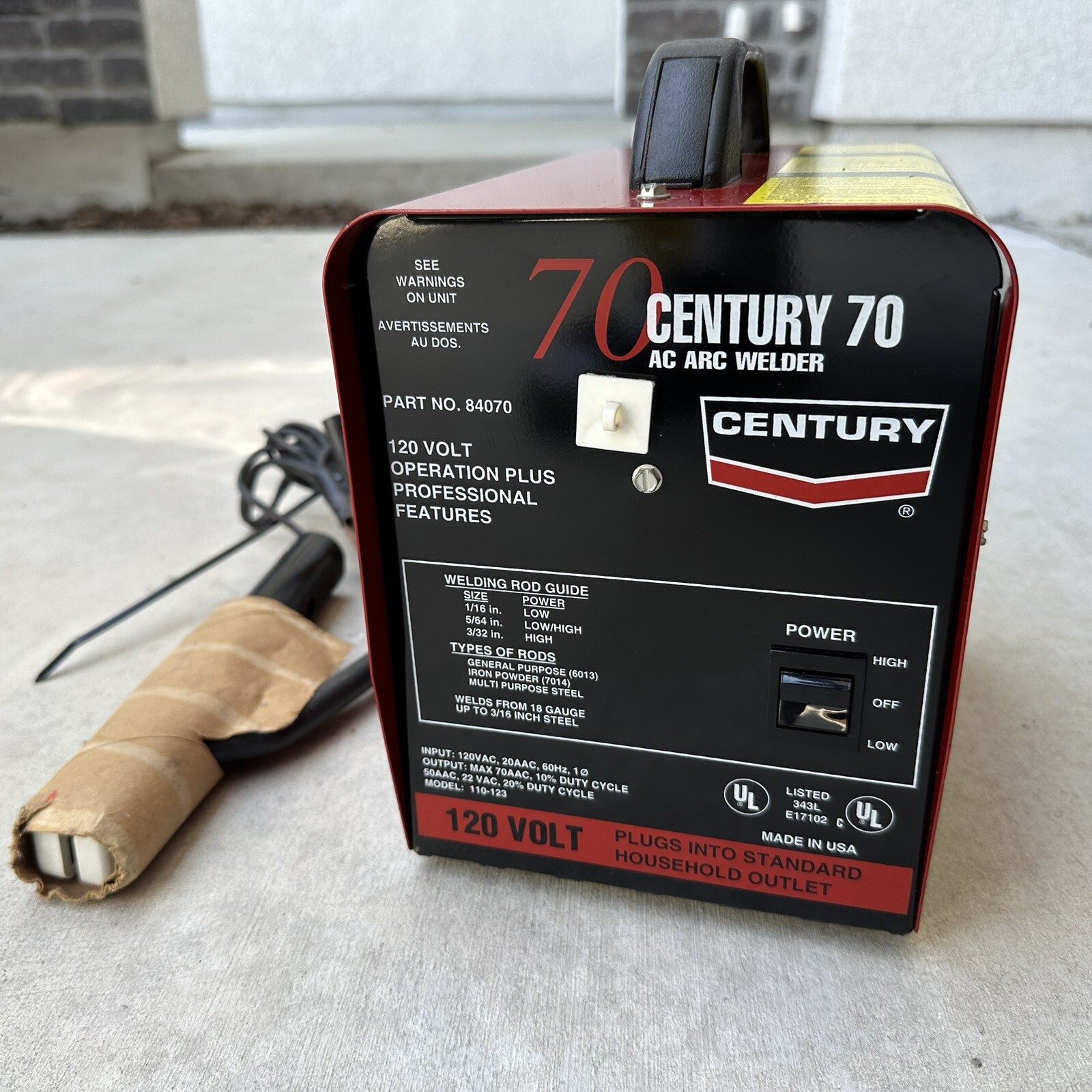 Century 70 AC Arc Welder Model 84070 120 Volt Input Made In USA New Open Box