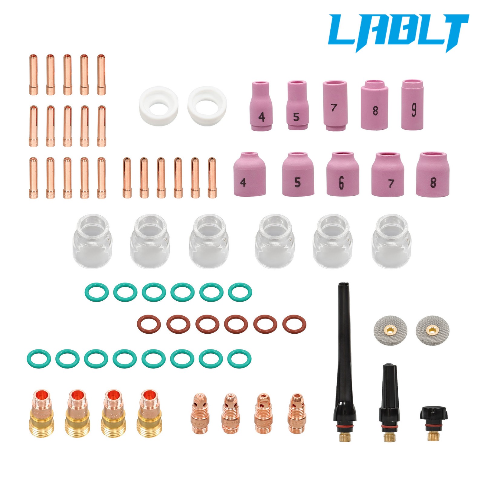 LABLT 71× TIG Welding Torch Stubby Gas Lens Glass Cup Kit for WP-17/18/26