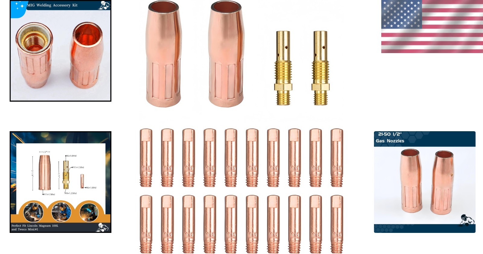 Complete MIG Welding Torch Accessory Kit – Tips, Nozzles & Diffusers Included