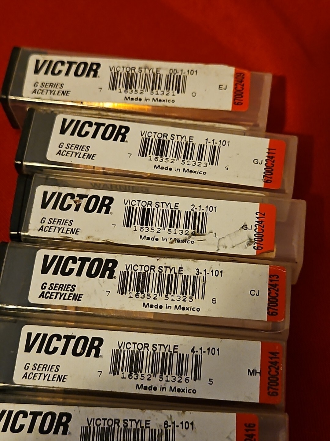 Lot Of 7 Victor 00-1-101 2-1-101, 3-1-101, 4-1-101, Acetylene Cutting Tips Read