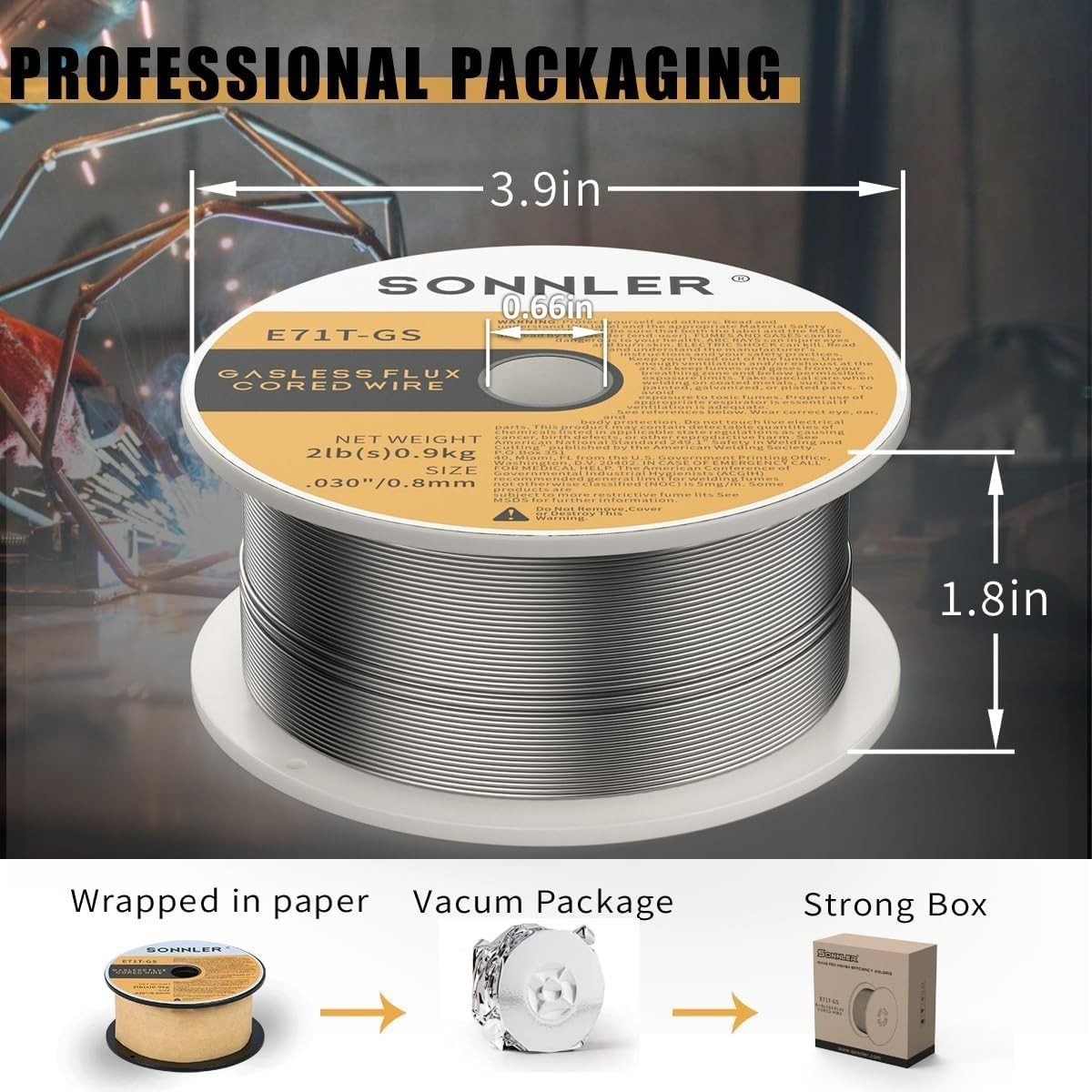 3 Pack of 2lbs E71T- Low Splatter Flux Core Welding Wire for MIG Efficiency