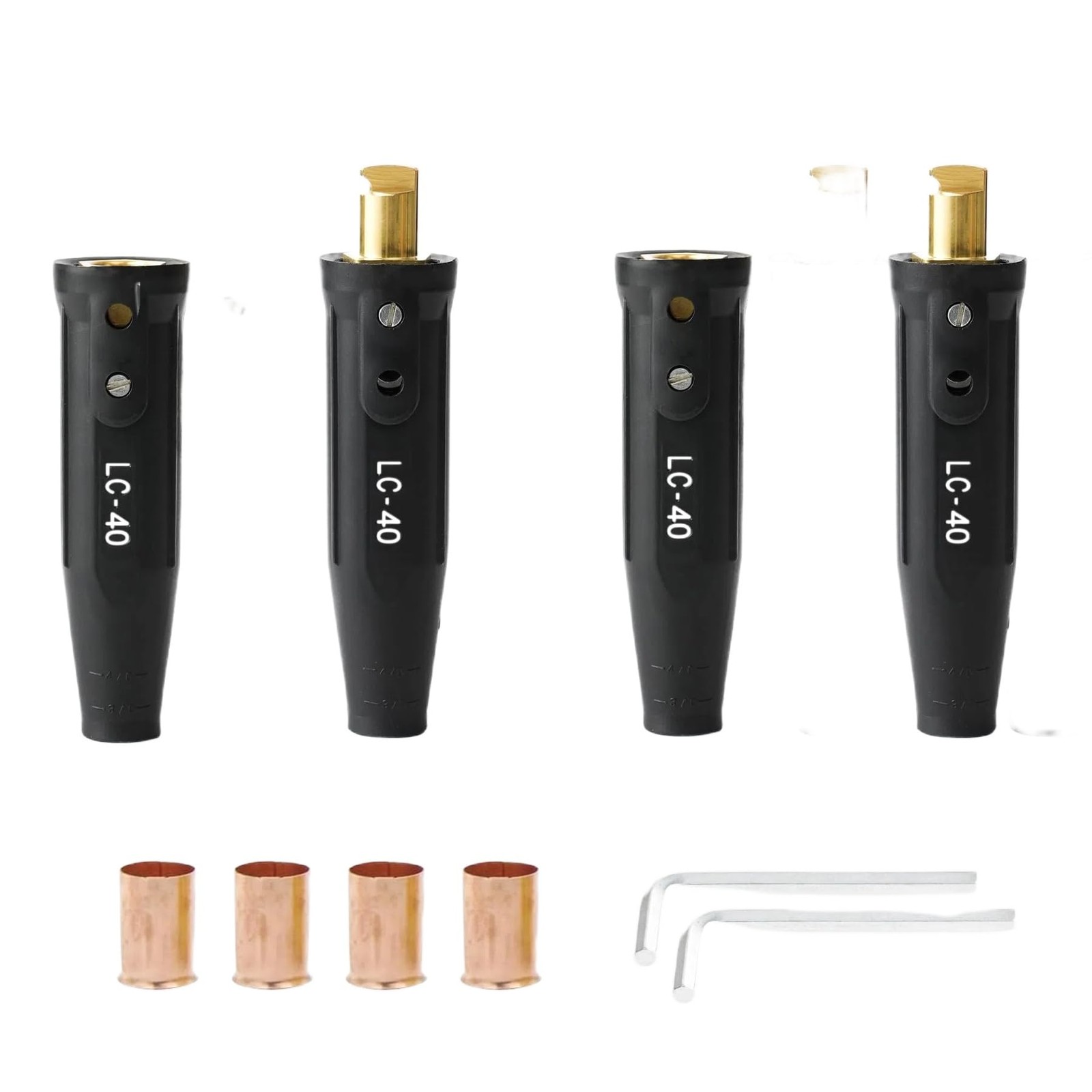 LC-40 Welding Cable Connector Set 2Male + 2Female for 1/0-2/0 Cable, 350 Amp,…