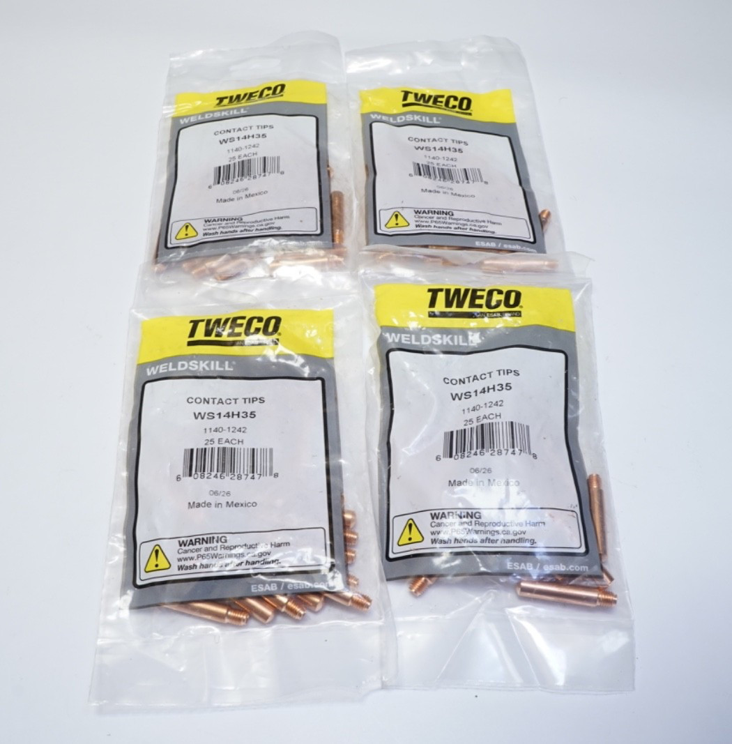 100Pk Tweco Contact Tip For Weldskill Guns .035″ Wire .44″ Tip WS14H35 1140-1242