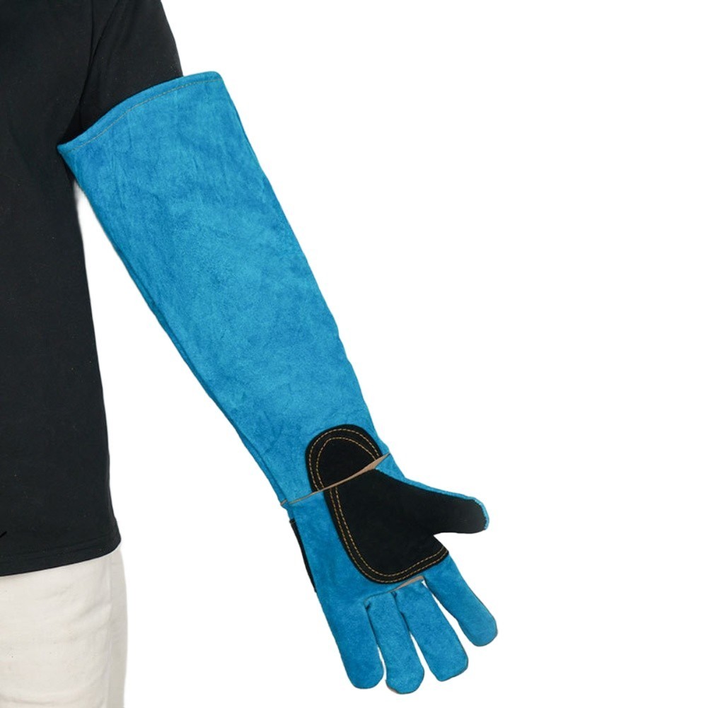 Pet Training Protection Gloves Cowhide Leather 60cm Extended Length for Safety