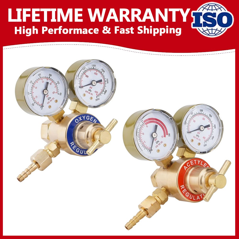 Oxygen and Acetylene Regulators Welding Gas Gauges Pair CGA540 and CGA200 NEW