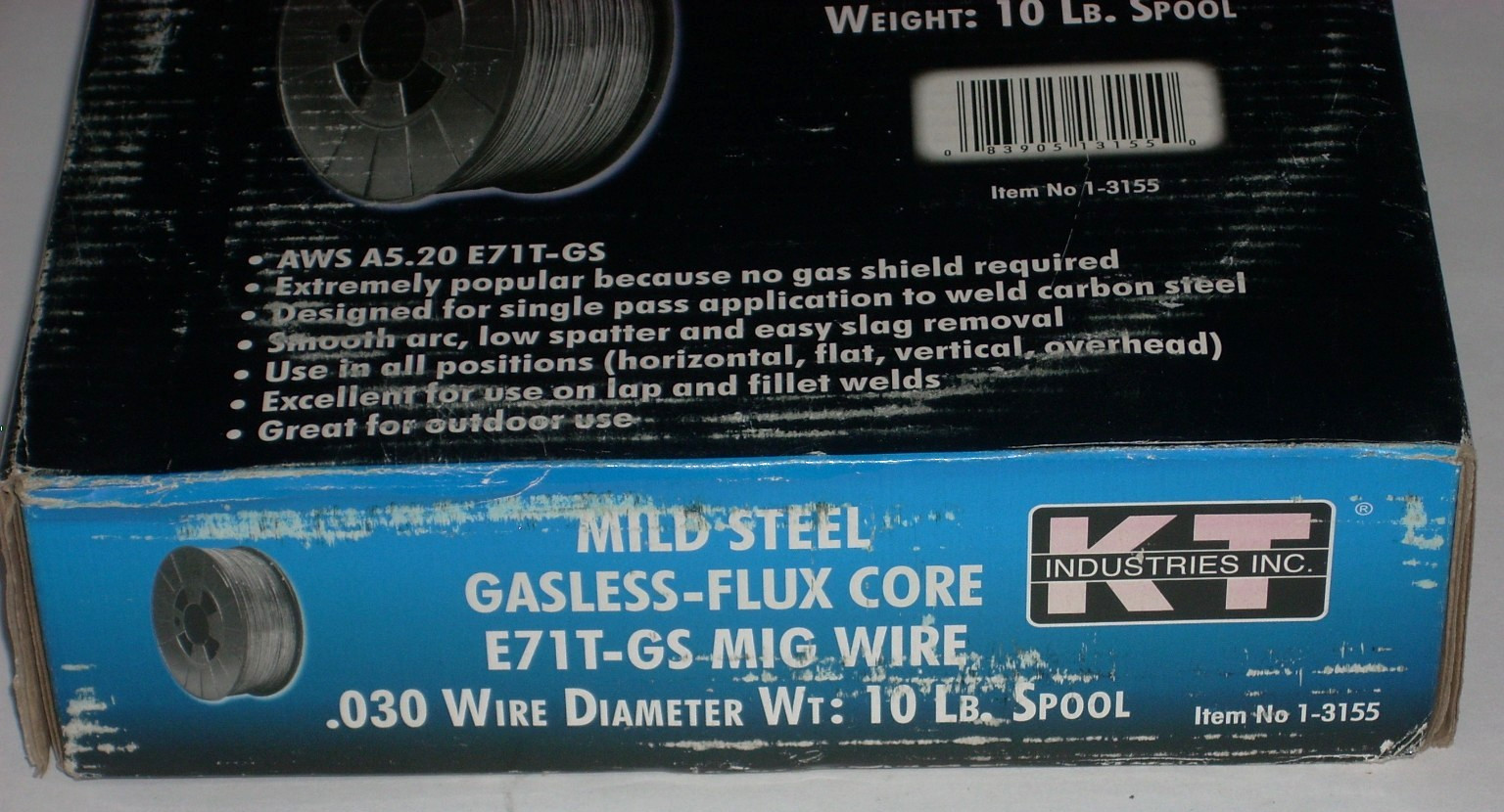 KT Industries E71T-GS Flux Core Welding Wire .030 Gasless 10 lb Roll – 1-3155