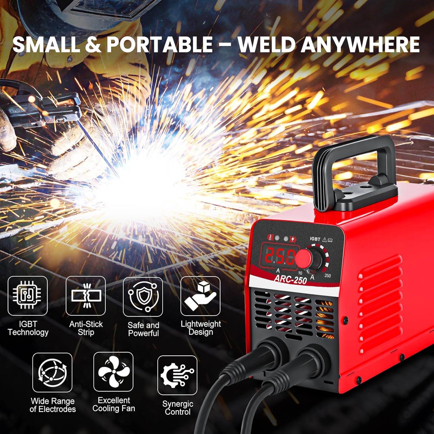 250A Stick Welder 110V, 3Lb Mini Arc Welder with 20 Rods & Gloves | IGBT Inverte