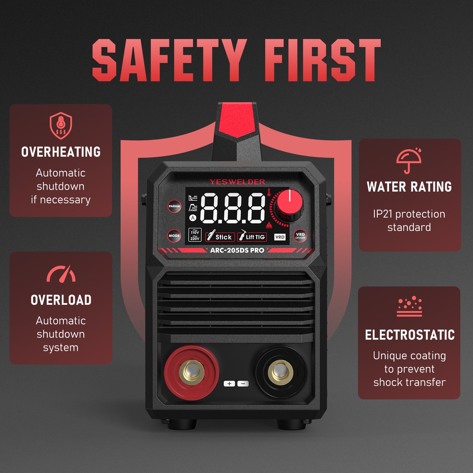 110/220V ARC Welder 205A IGBT DC Inverter MMA ARC Welding Machine