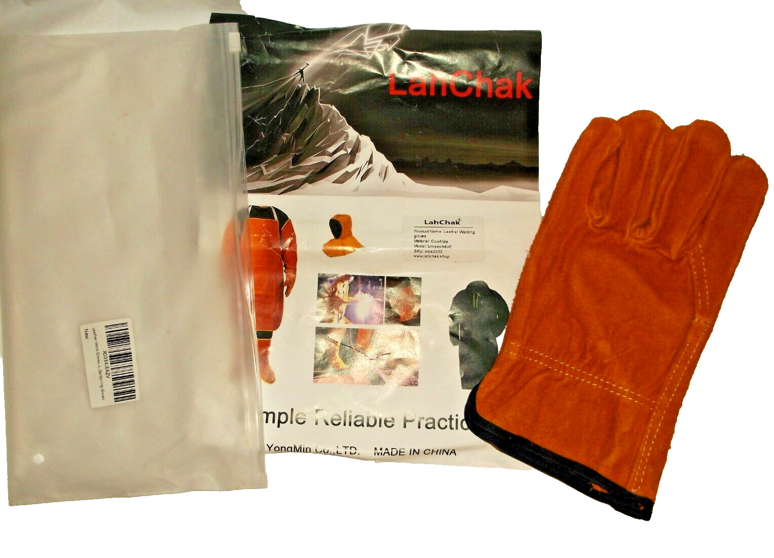NIP LahChak Suede Cowhide Leather Welding Work Gloves 9-1/4″L X 4-3/4″W