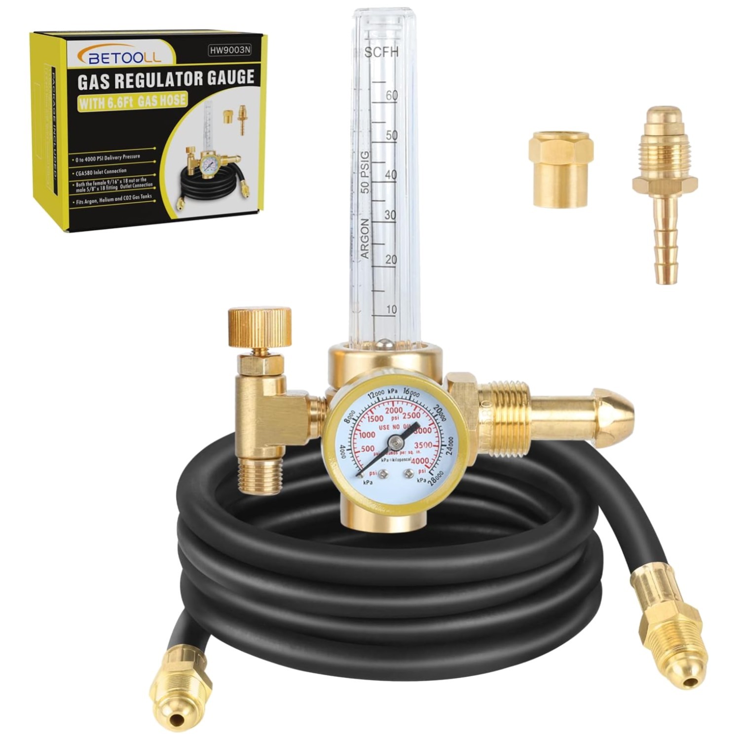 Flow Meter Gas Regulator with 6.6Ft Hose – Welding Argon
