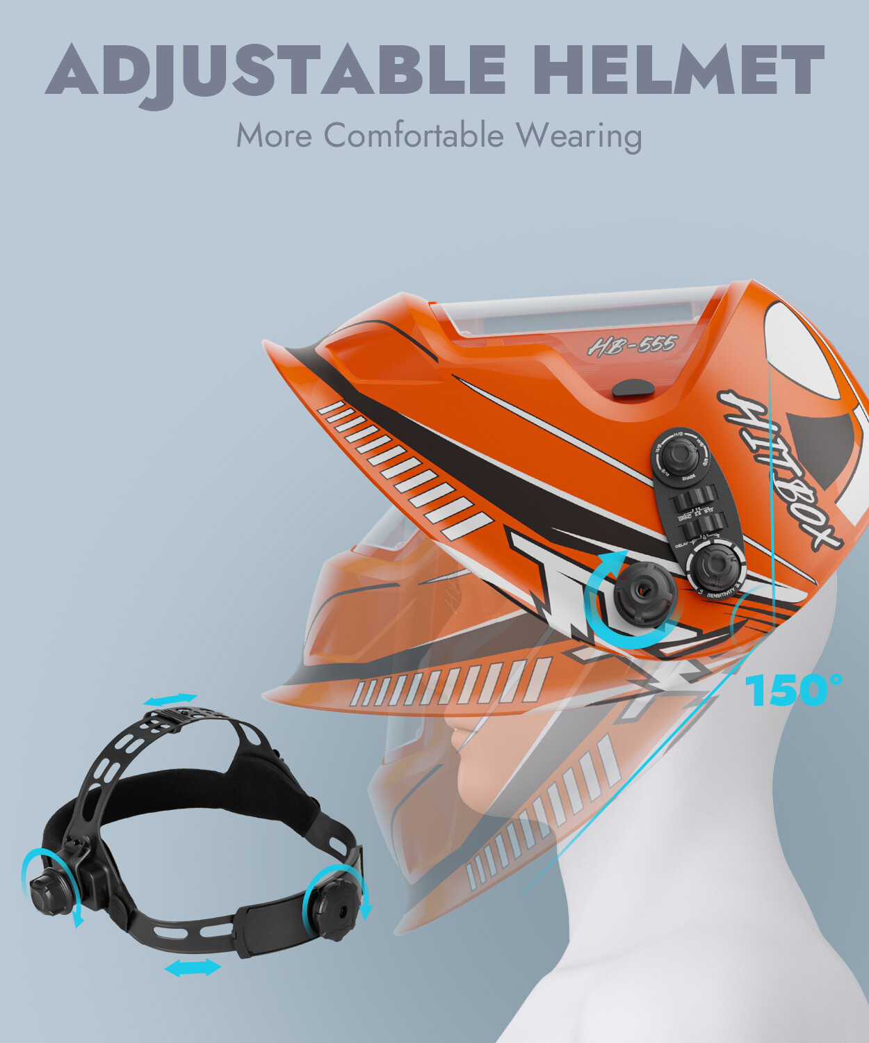 HITBOX Auto Darkeing Grinding MIG TIG ARC Welding Mask True Color Large View