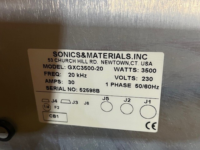 Sonics and Materials GXC3500-20 3500 Watts, Freq: 20kHz, 30 Amps, 230 Volts New