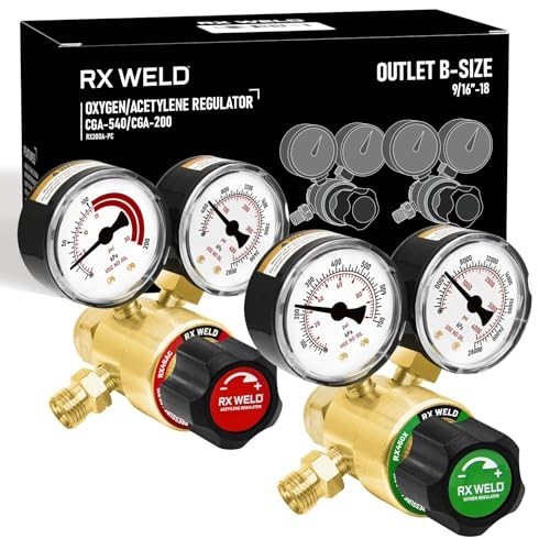 Oxy Acetylene Regulator Set CGA540 CGA200 Brass Twin Welding 1/4 Inch B Fittings