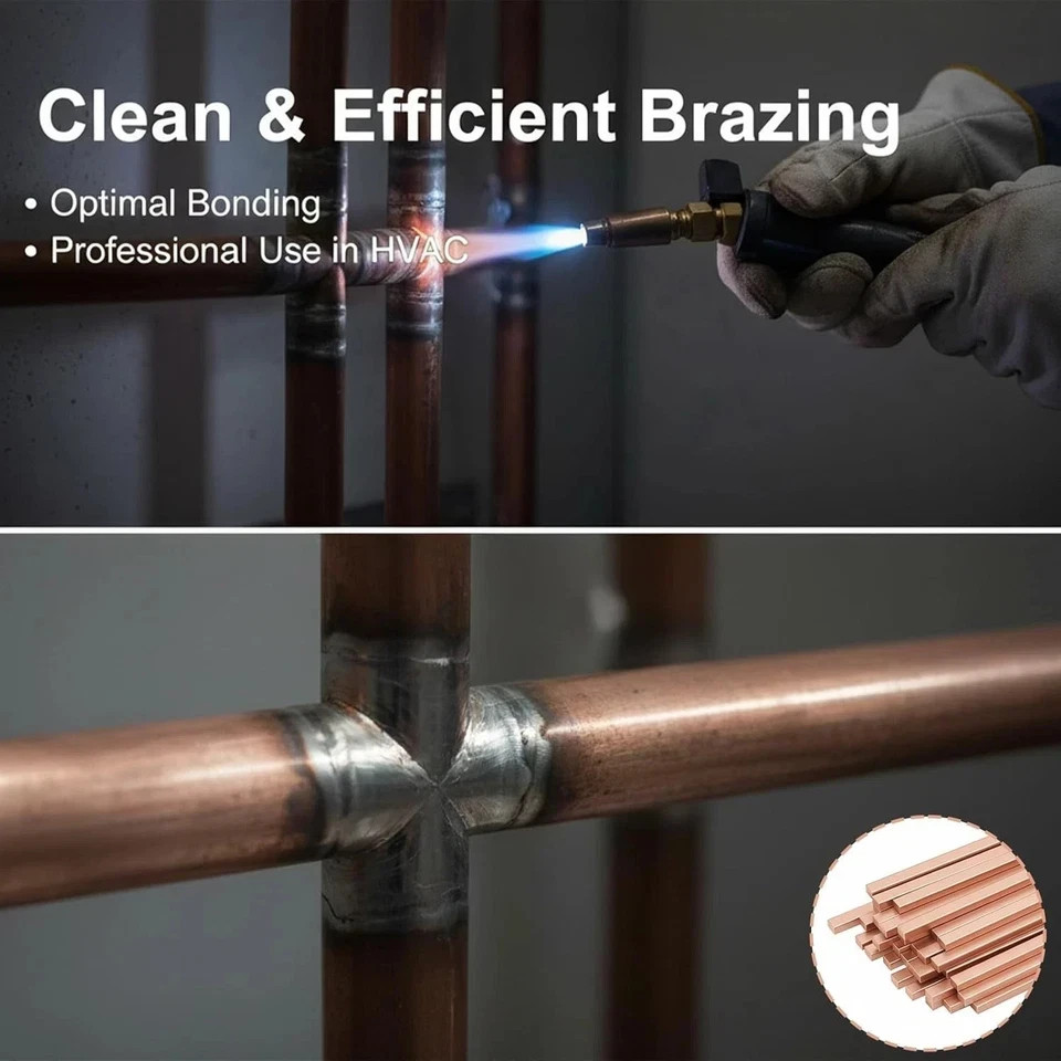 40 Sticks 15% Silver Brazing Rods – Flat Phos Copper Welding Rods for HVAC, Air