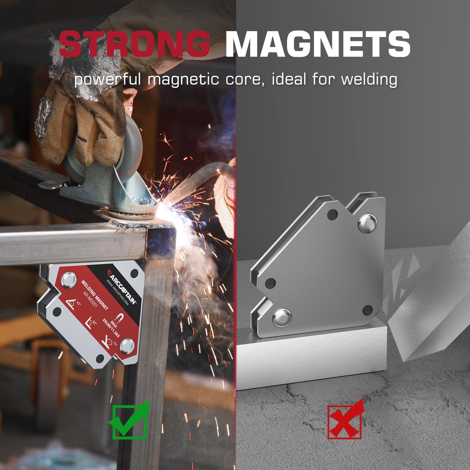 Arrow Welding Magnets 2pcs 25lbs&55lbs&75lbs Strong Hold Magnetic Welding Holder