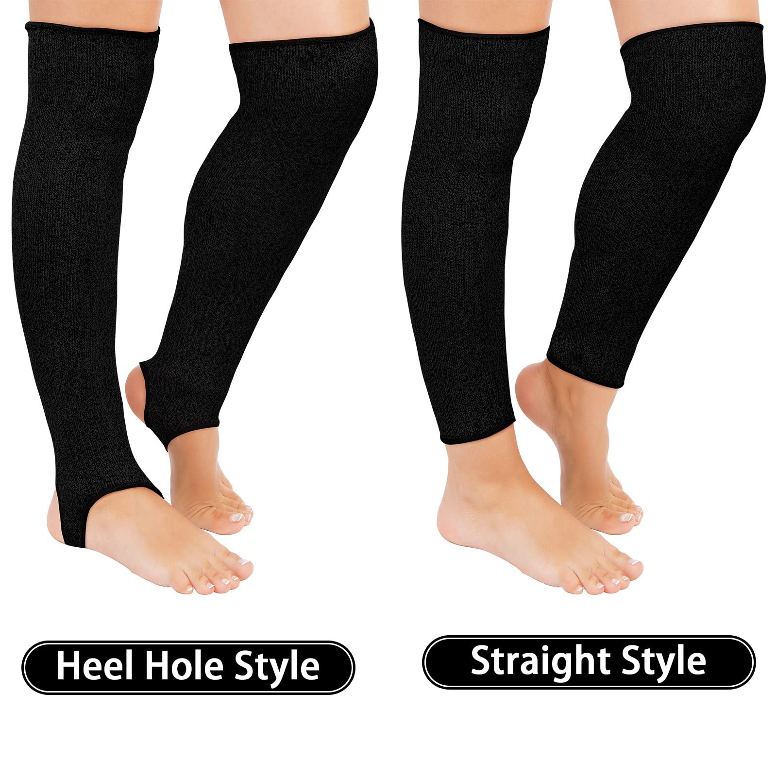 Zhanmai Cut Resistant Leg Sleeves Bite-Proof Heel Hole Style, Black