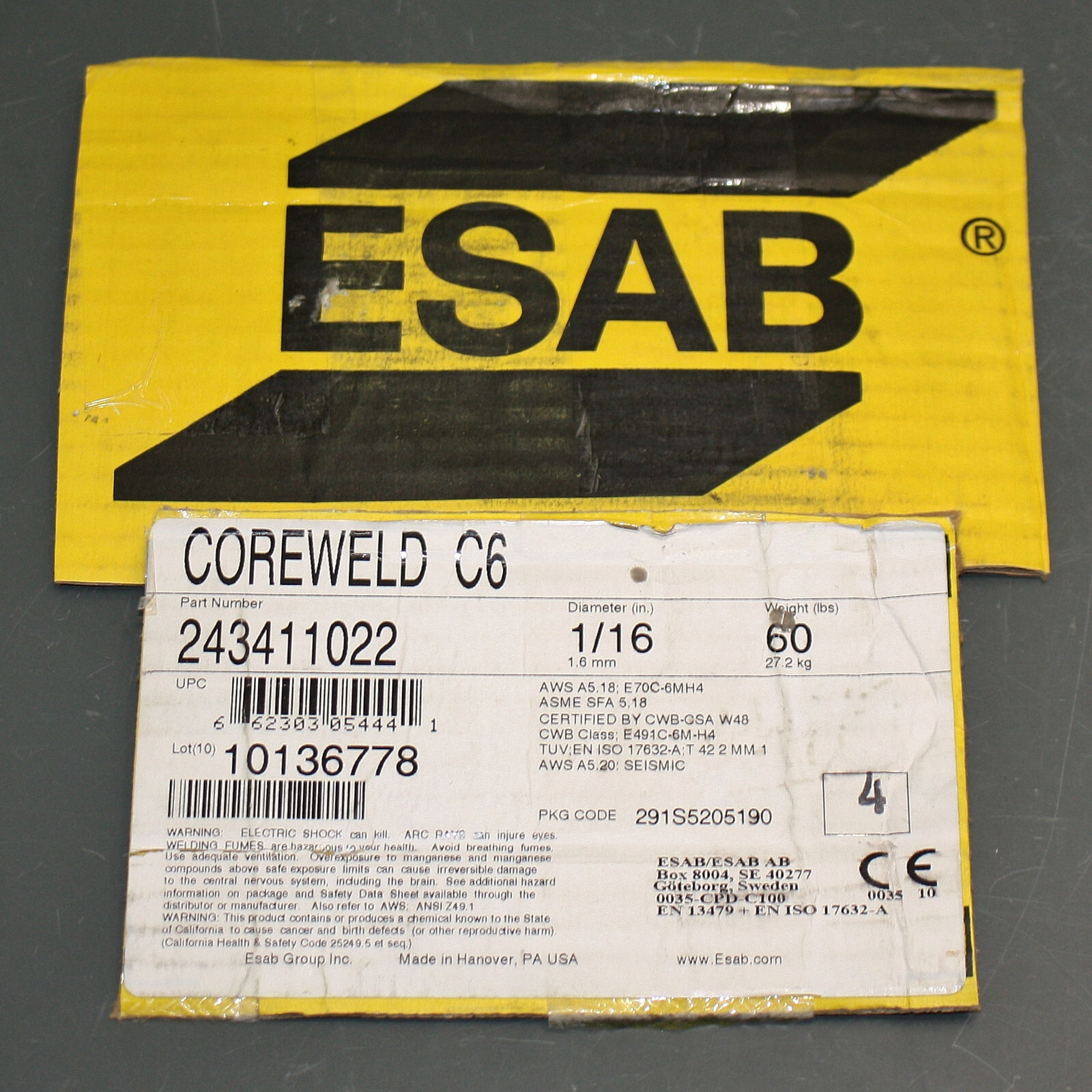 (60 lbs) ESAB Coreweld C6 Wire 243411022, 1/16″ Mig Welding Roll, E70C-6MH4