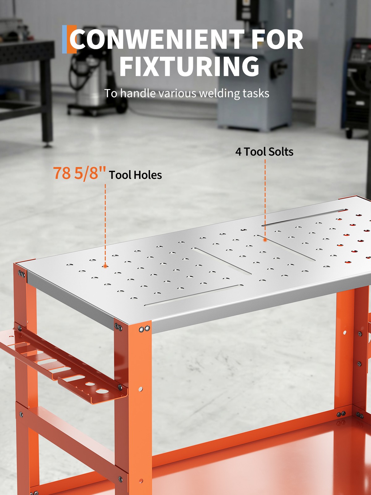 Heavy Duty Welding Table with Casters Tool Storage 78 Holes 1200 lb Workbench