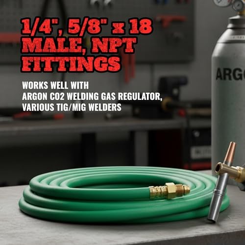 100 FT Argon Gas Hose, Inert Gas Welding Hoses for MIG/TIG Welding 100.0 Feet