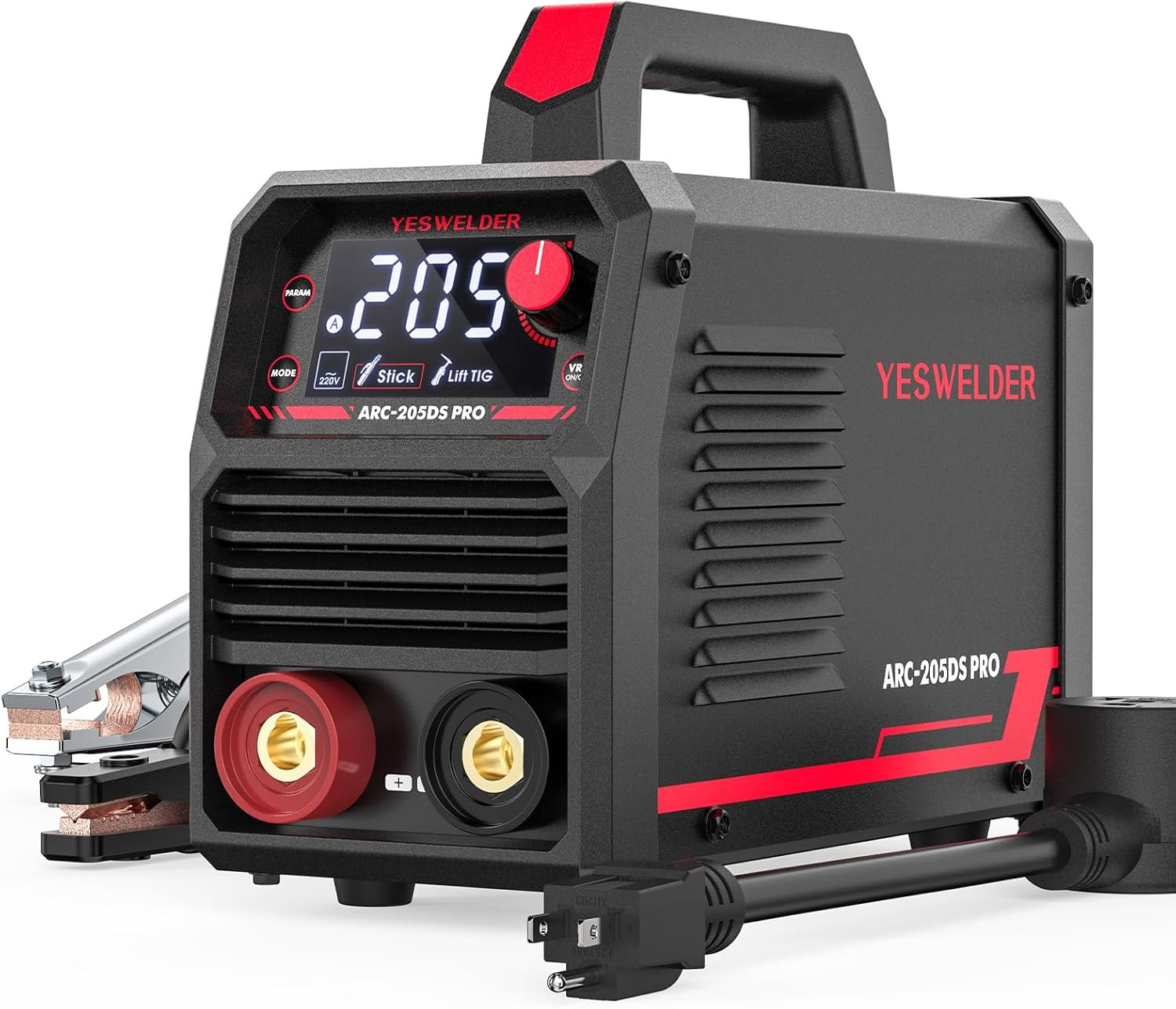 Soldadora de electrodo 205Amp, inversor digital IGBT, doble voltaje 110V/220V.