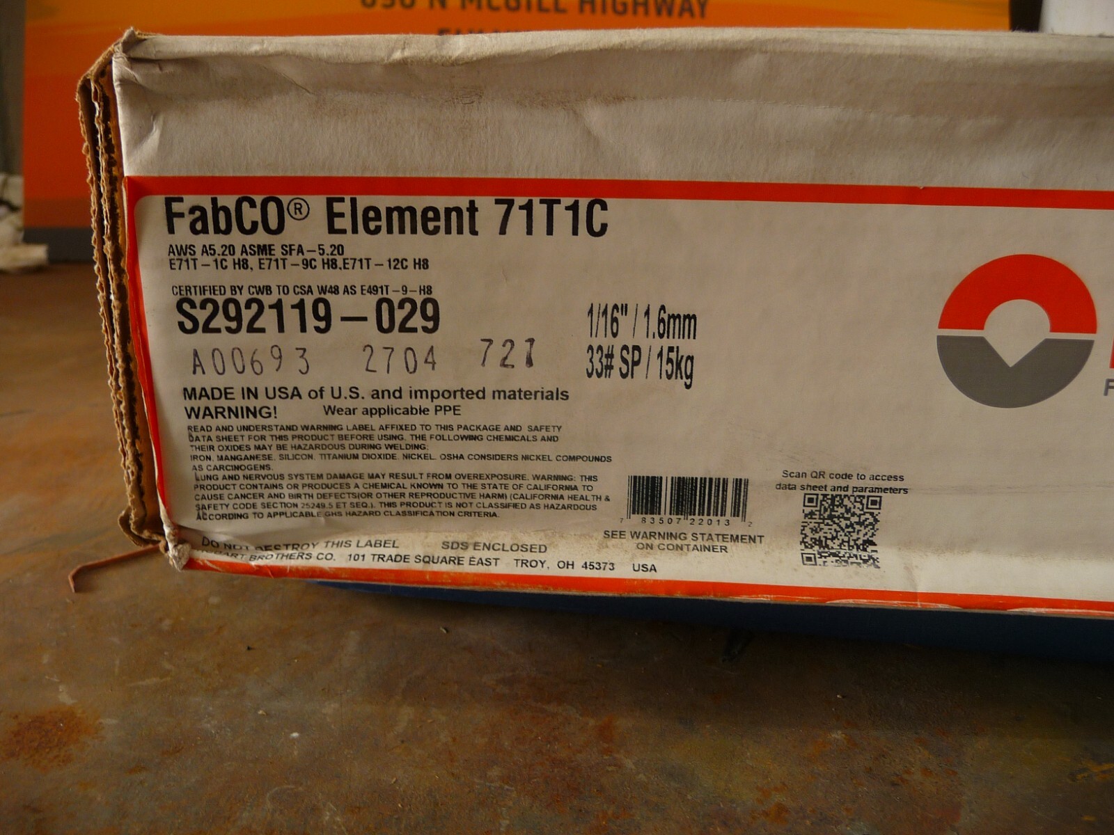 HOBART MIG WELDING WIRE Size: 1/16″ (1.6mm) x 33# (15kg) S292119-029