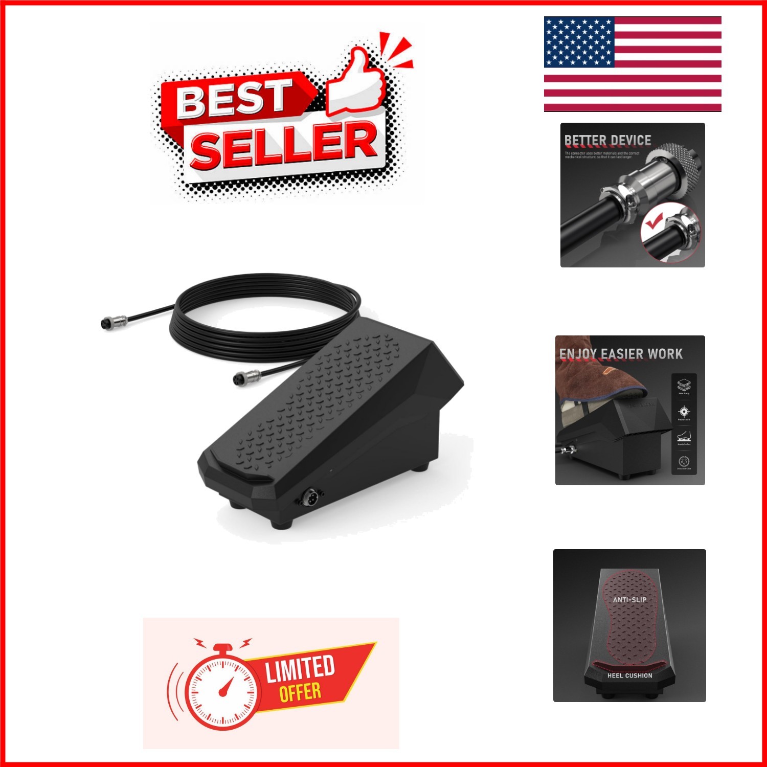 High-Quality TIG Welding Foot Pedal with Analog Display – Easy Installation