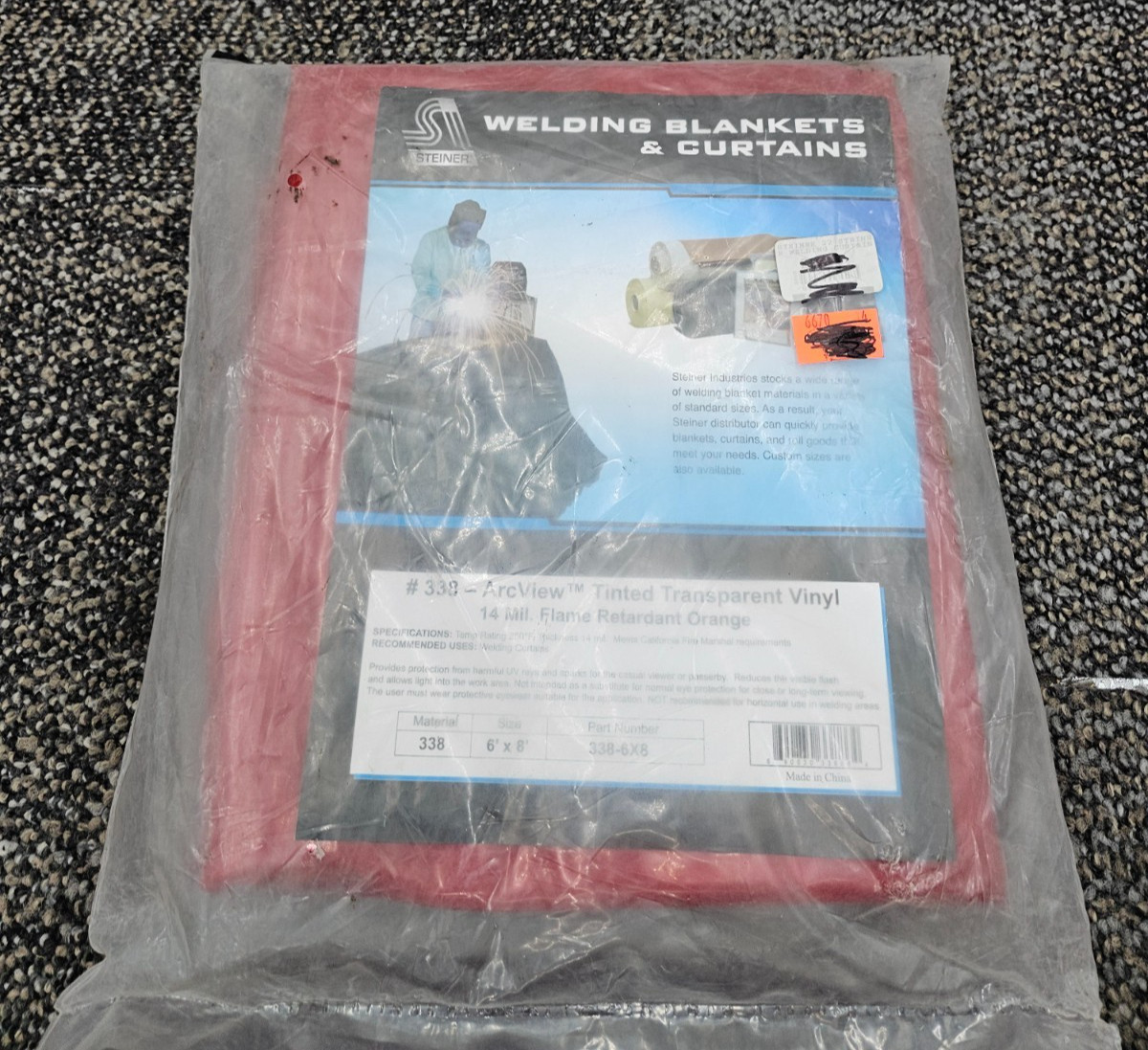 STEINER 338-6X8 ArcView™ Tinted Transparent Vinyl 14 mil Welding Curtain 6′ x 8′