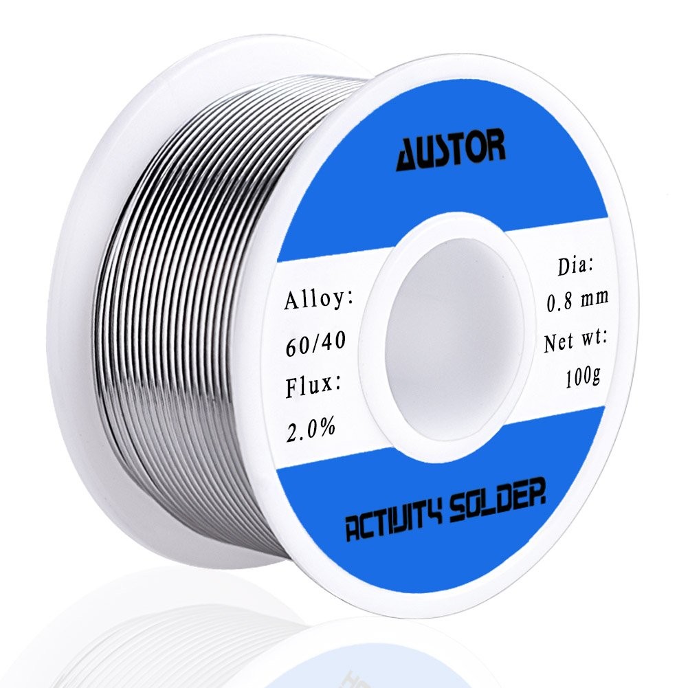 AUSTOR 60-40 Tin Lead Rosin Core Solder Wire for Electrical 0.8mm 100g