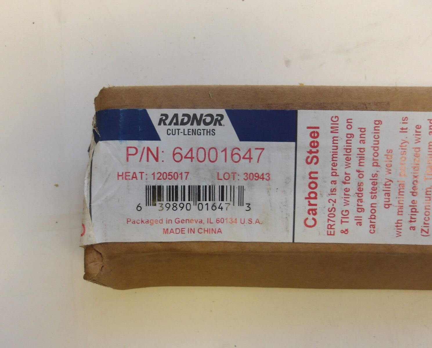 RADNOR P/N: 64001647 ER70S-2 3/32″/2.4MM 10LBS CARBON STEEL