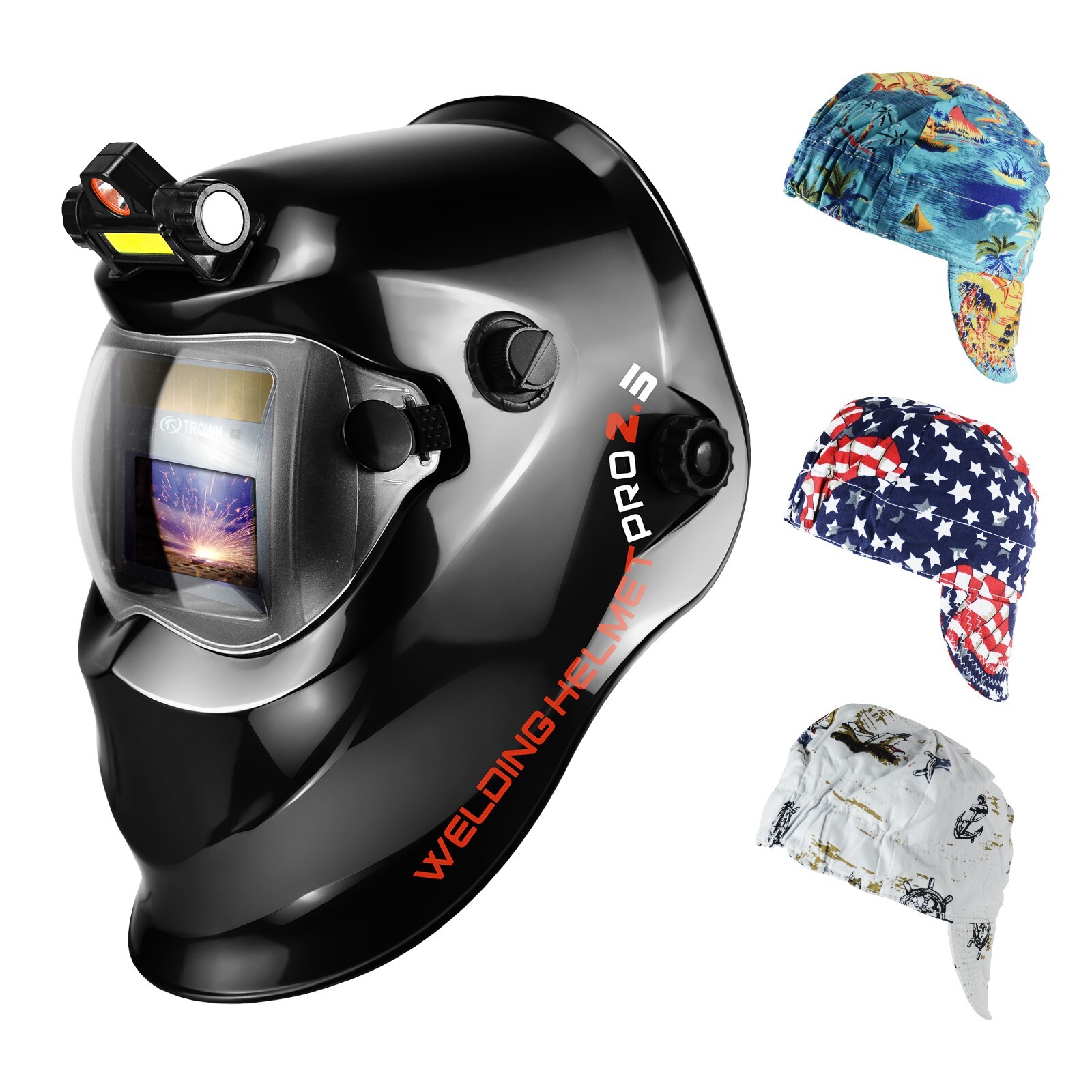 TRQWH Solar Powered Welding Helmet Auto Darkening & Welding Cap Set