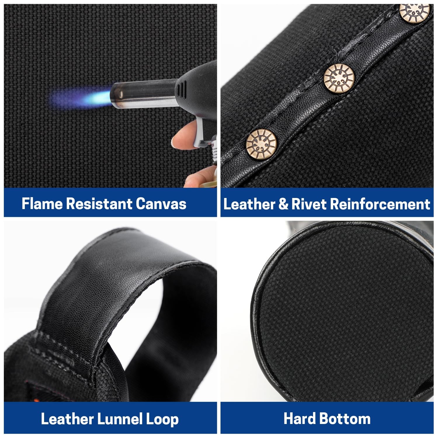 WISEPRO Flame-Resistant Electrode Bag, Canvas Welding Rod Pouch, Black