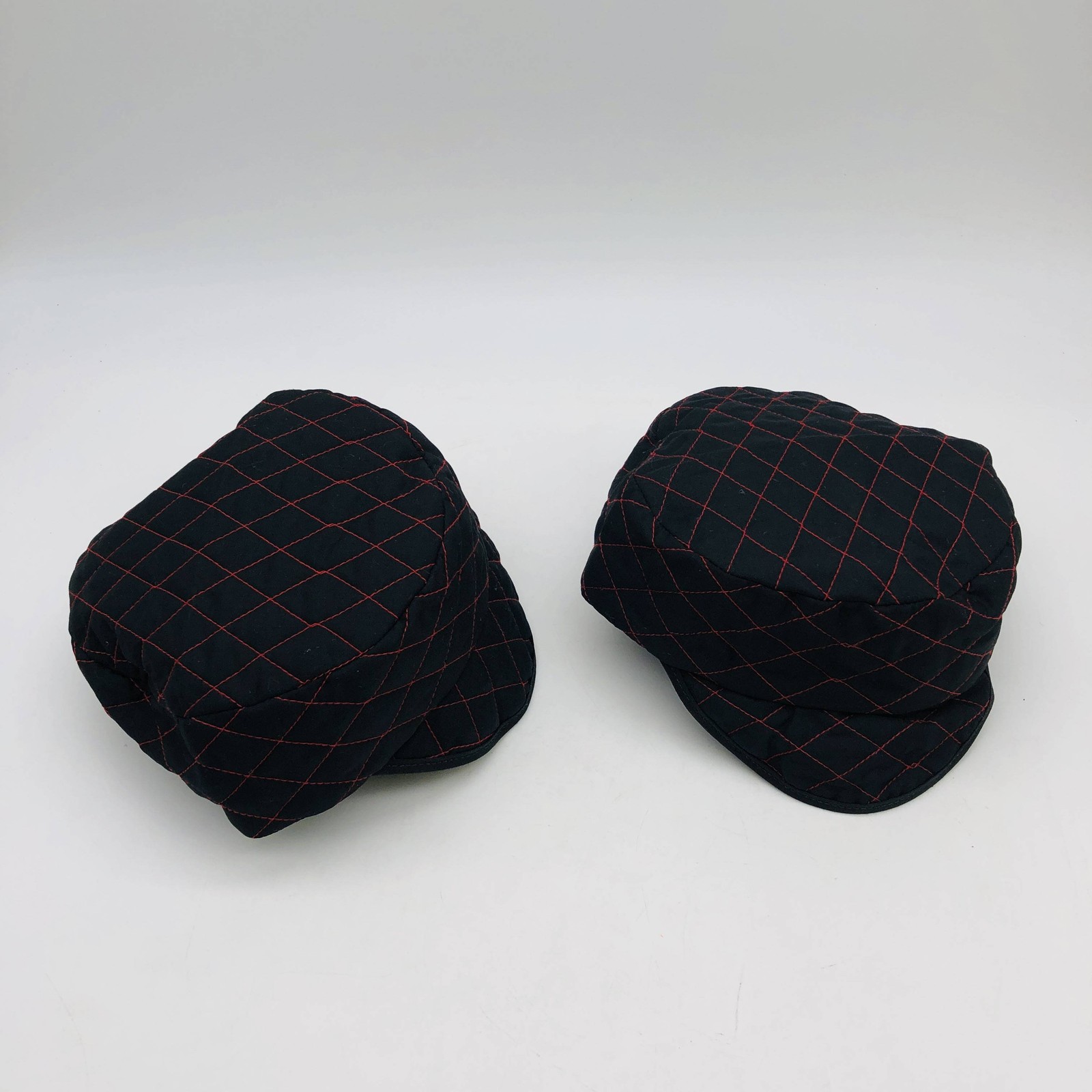 Guard Line 490714 Welders Skull Cap Quilted Black Red Cross Stitching 7in 2pk