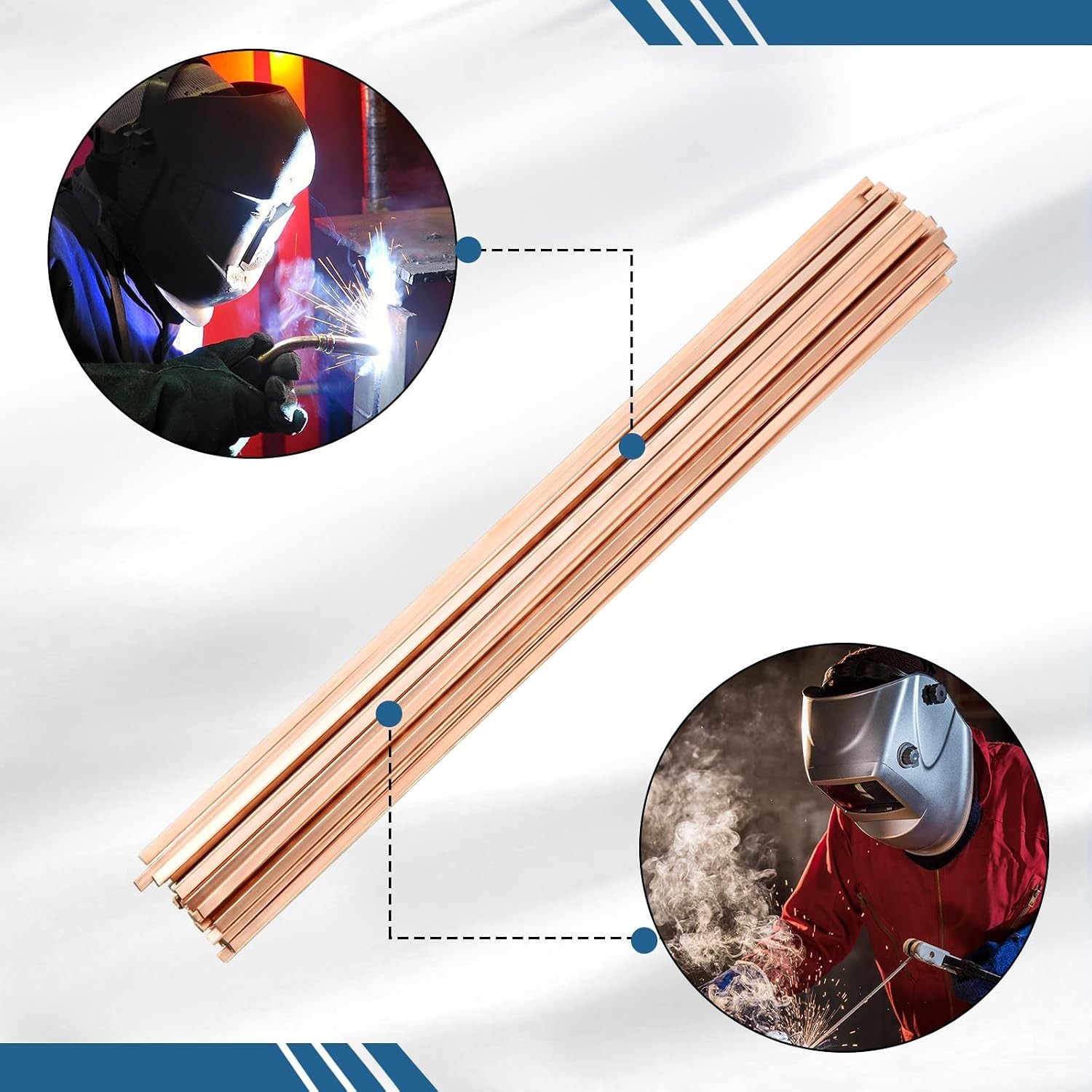 40 Sticks 7.5% Silver Brazing Rods – Flat Phos Copper Welding Rods for HVAC, Air
